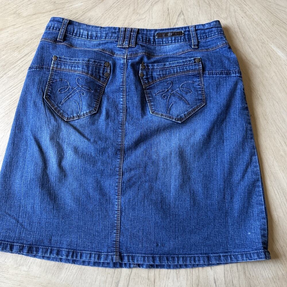 Vtg Baccini Denim Skirt Women 8 Embroidered Preppy Y2K 90s Midi Vintage Mini